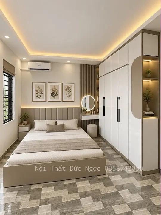 Tủ áo kịch trần cánh mở Pano huỳnh lõm hiện đại DN-TA-36 xưởng Đức Ngọc