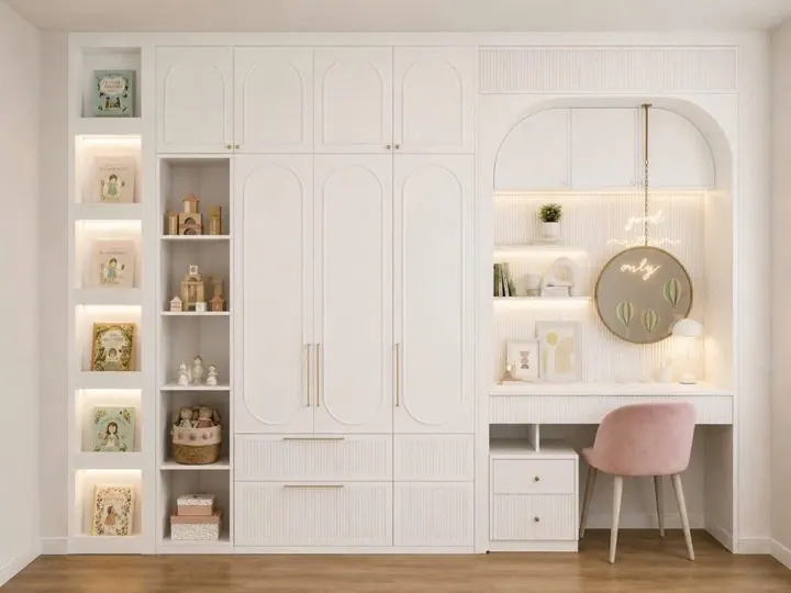 Tủ áo liền bàn học sinh đôi chống cận có giá sách DN-TA-26 xưởng Đức Ngọc